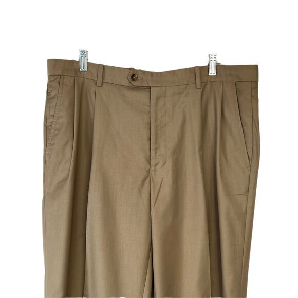 Men's Tasso Elba Tailored Fit Brown Pleated Front Dress Pants Size 36 / 30 - Picture 2 of 9